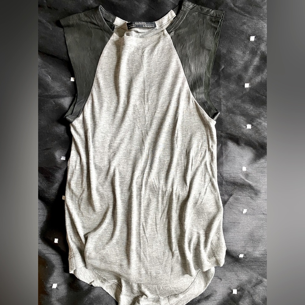 All Saints top with leather details
